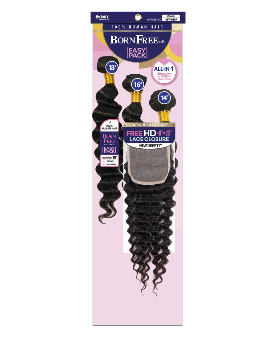BORN FREE 3PCS + 4x5 HD CLOSURE NEW DEEP