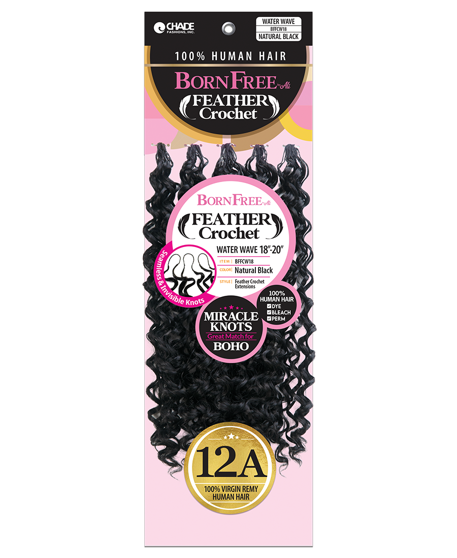 HUMAN HAIR FEATHER CROCHET EXTENSIONS - WATER WAVE 18 HUMAN HAIR FEATHER CROCHET EXTENSIONS - WATER WAVE 18