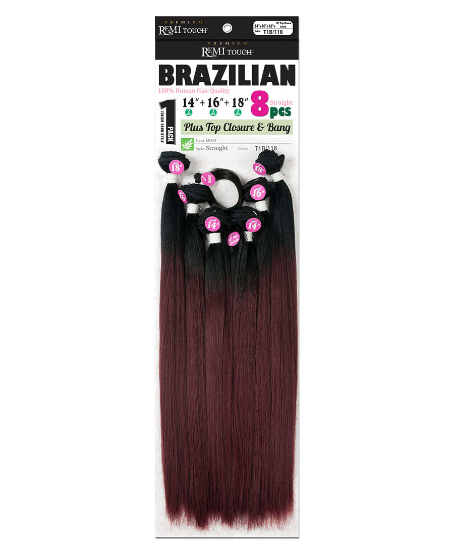 Remi Touch 8pcs - Yaki Straight + Top Closure & Bang
