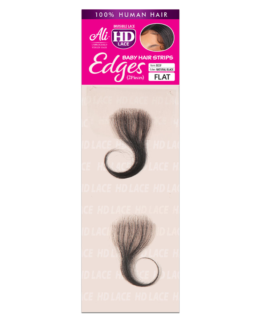 100% HUMAN HD LACE BABY HAIR EDGES STRIPS FLAT SHAPE 2PCS