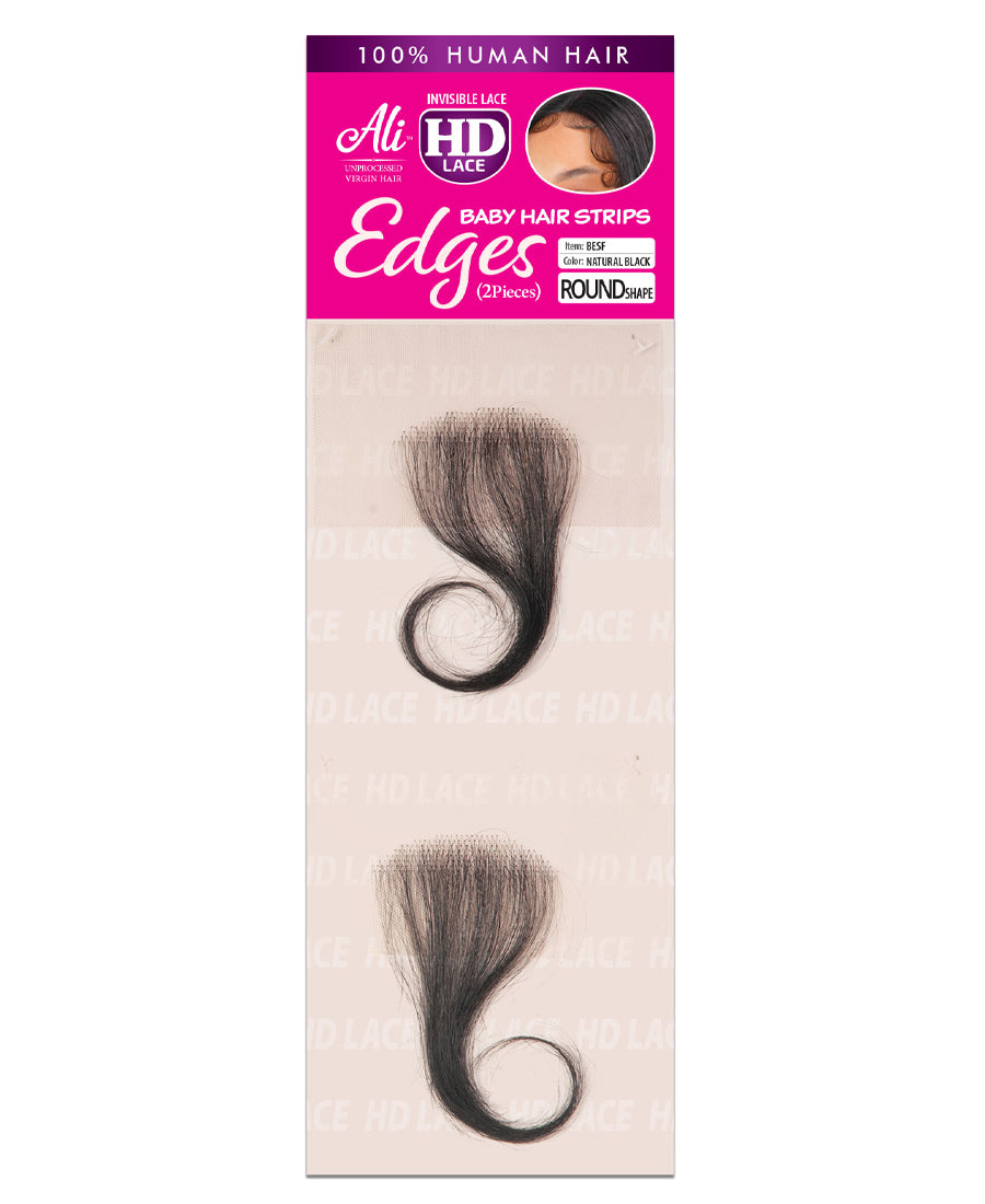 100% HUMAN HD LACE BABY HAIR EDGES STRIPS ROUND SHAPE 2PCS