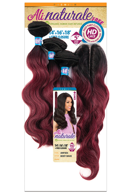 Ali Naturale 3pcs (14+16+18) + 5.5" HD Deep part Closure - Body Wave