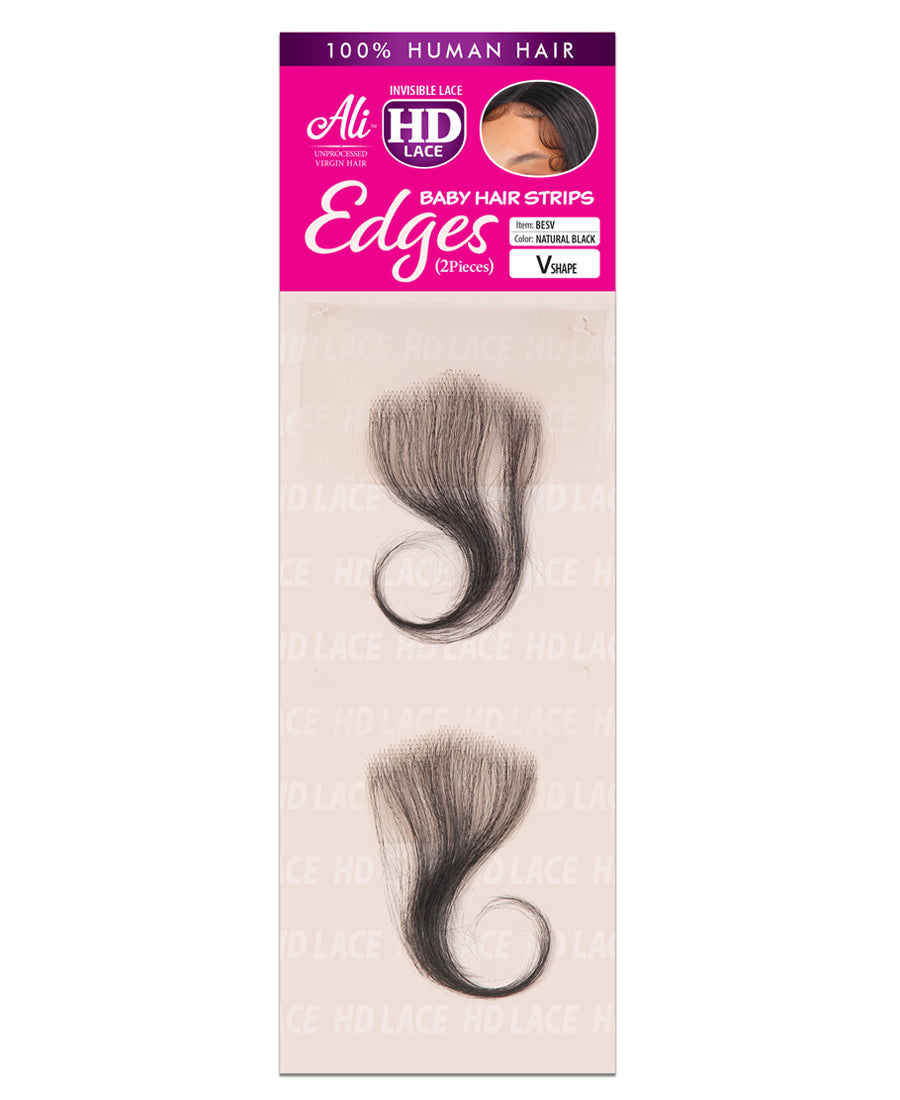 100% HUMAN HD LACE BABY HAIR EDGES STRIPS V-SHAPE 2PCS